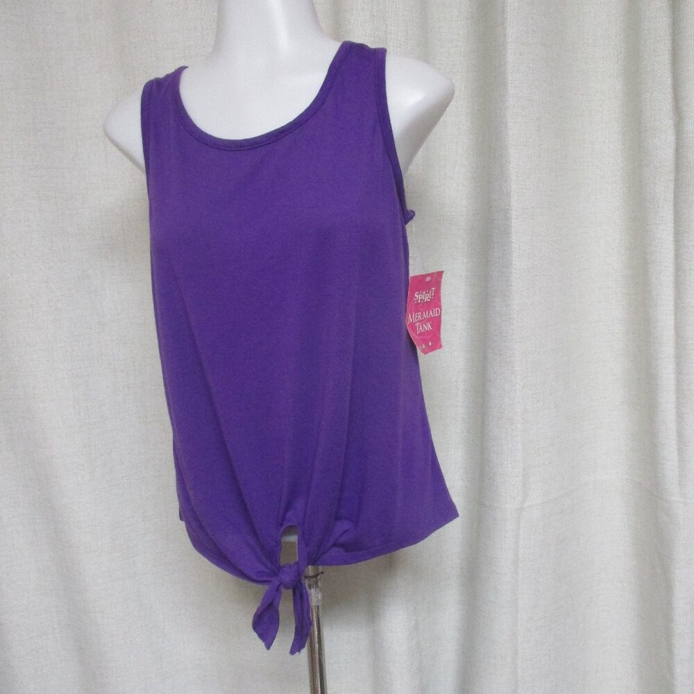 SPIRIT Halloween purple stretch tank top tie bottom blouse top sz M